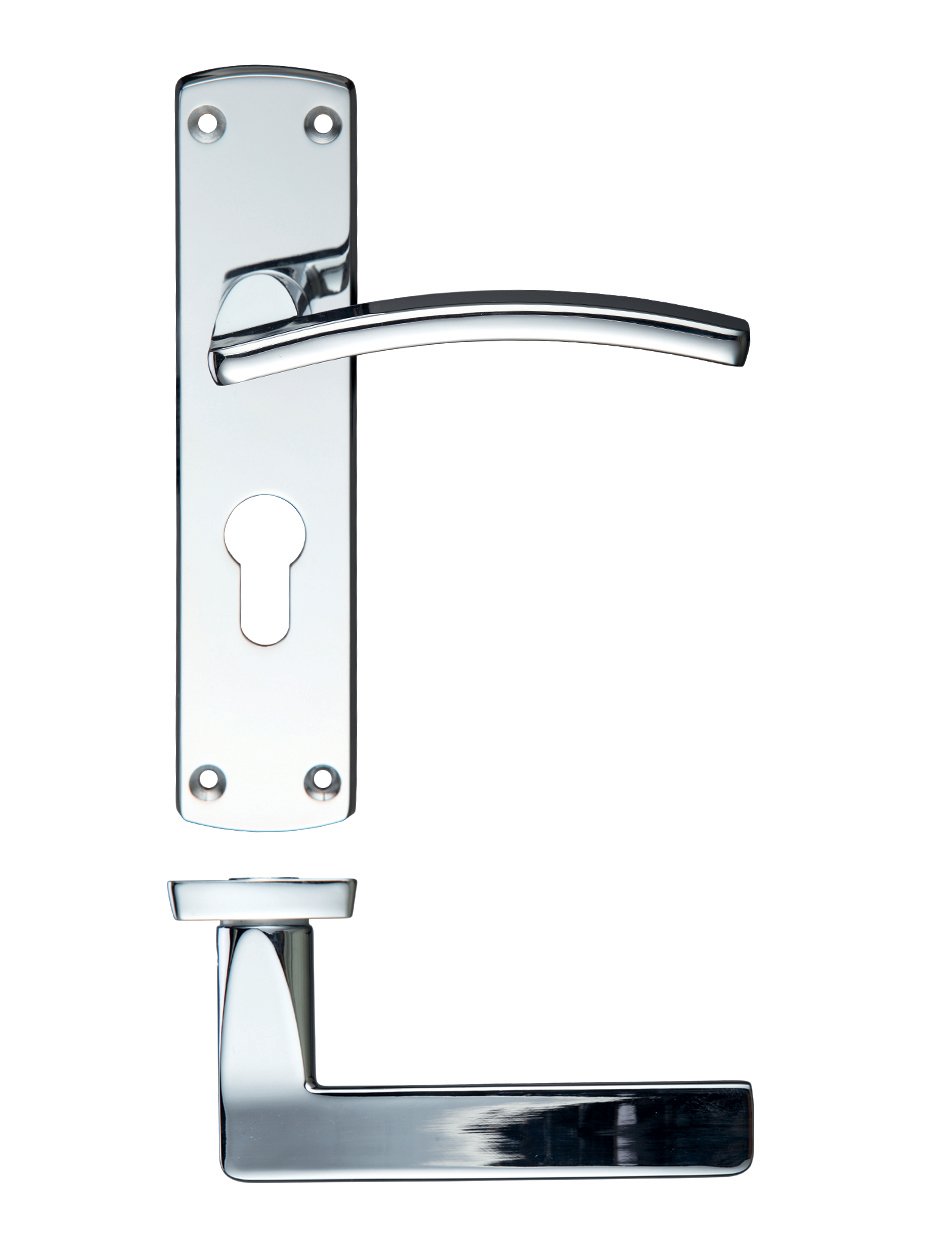 Zoo Hardware ZCZ031EPCP - Toledo Lever On Euro Backplate - Polished Chrome Finish