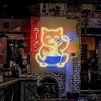 Amazon | ラッキーキャットネオンサイン ラーメン ネオン看板 LED看板