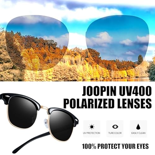 Joopin Semi Rimless & Small Round Sunglasses Bundle, Vintage Sun Glasses Polarized UV Protection Dark Black Shades for Men Women Designer Sunnies3