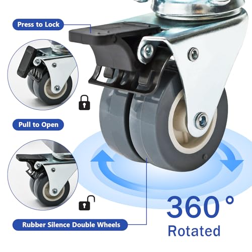 Image of Fridge Stand Mobile Base with 4 Locking Wheels and 4 Strong Feet, Adjustable Furniture Dolly for Washer Dryer Washing Machine Stand Pedestal, Refrigerator (Grey, Large)