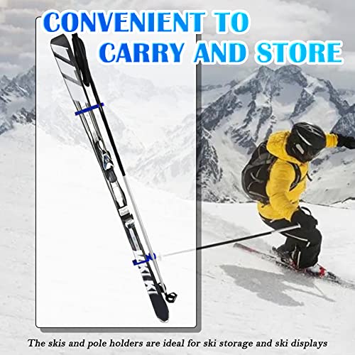 Cross Country Skis And Poles Holder 2 Pieces Universal Nordic Ski Pole Carrier Clips Ski Accessories For Carrying Ski Gear And Easy Storage, With Metal Buckle Design (Blue, 2 Pcs) #TOP2
