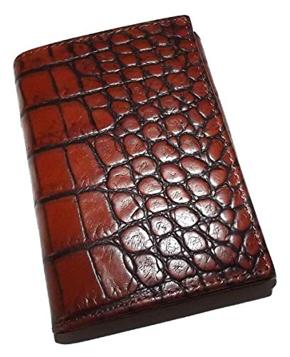 Scully Men's Croc Embossed Leather Trifold Credit Card Wallet Cognac