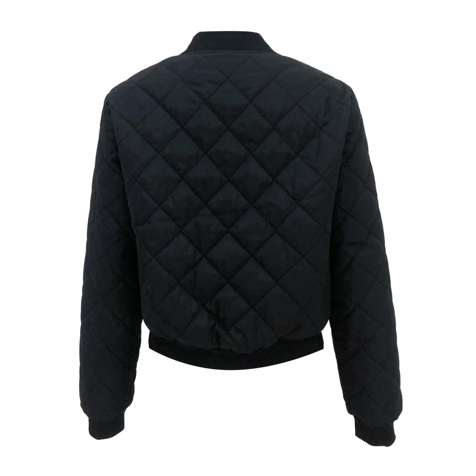Genérico Chaqueta Termica Mujer Elegante,Chaqueta De Mujer OtoñO E Invierno Nueva Chaqueta Acolchada De BéIsbol De Corte Entallado A Cuadros Con Cuello Alto