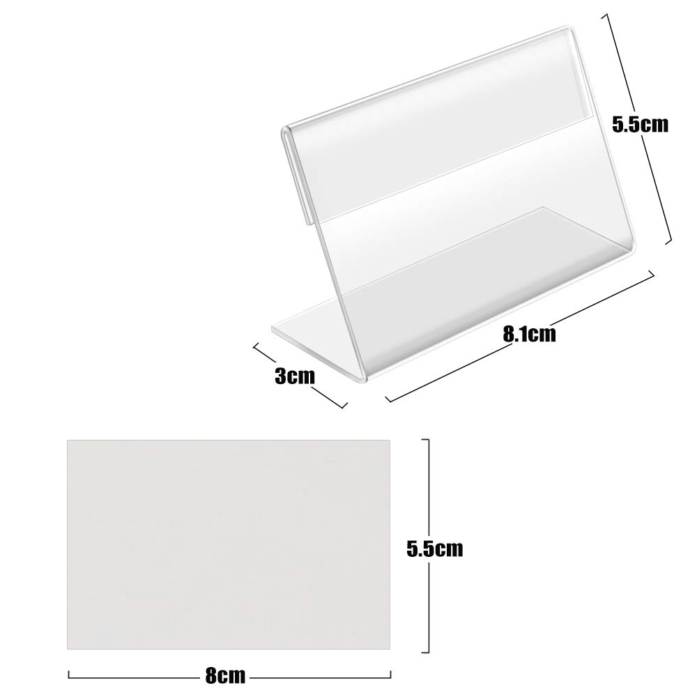 BILLIOTEAM 50 PCS Mini Clear Acrylic Sign Display Holder with 50 PCS
