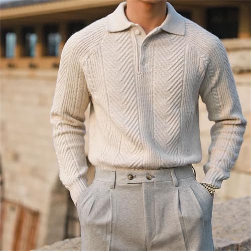 Fashionable Versatile Slimming Pullover Winter Thickened Warm Knitted Top Men's Casual Lapel Sweater3