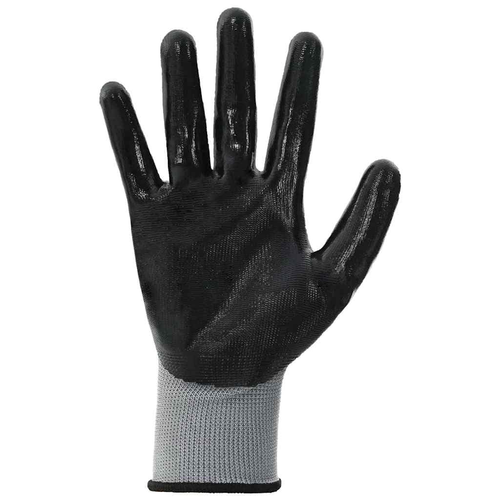 Gants de Travail 24 pièce Gris et Noir 10 / xl Polyester pour Homme et Femme, Outils de Jardin, Mécanicien, Jardinier
