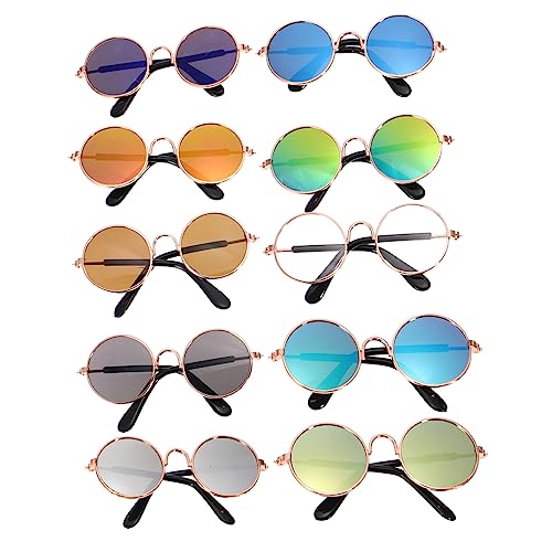 Yardwe Dog Sunglasses Medium Breed 10pcs Pet Glasses for Dogs Cats Round Lens Props