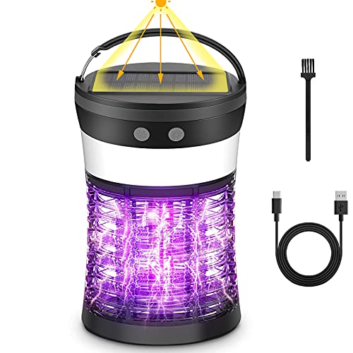 Solar Powered Bug Zapper Outdoor,3 in 1 Waterproof Cordless Rechargeable Electric Mosquito Killer & SOS Emergency Light & Camping Lantern,Fly Zapper Insect Moth Trap Attractant Indoors for Patio Solar Powered Bug Zapper Outdoor,3 in 1 Waterproof Cordless Rechargeable Electric Mosquito Killer & SOS Emergency Light & Camping Lantern,Fly Zapper Insect Moth Trap Attractant Indoors for Patio