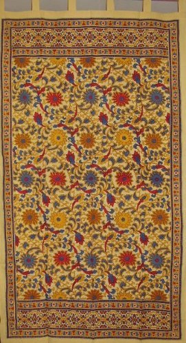 Sunflower Tab Top Curtain-Drape-Door Panel-Lemon Yellow by India Arts