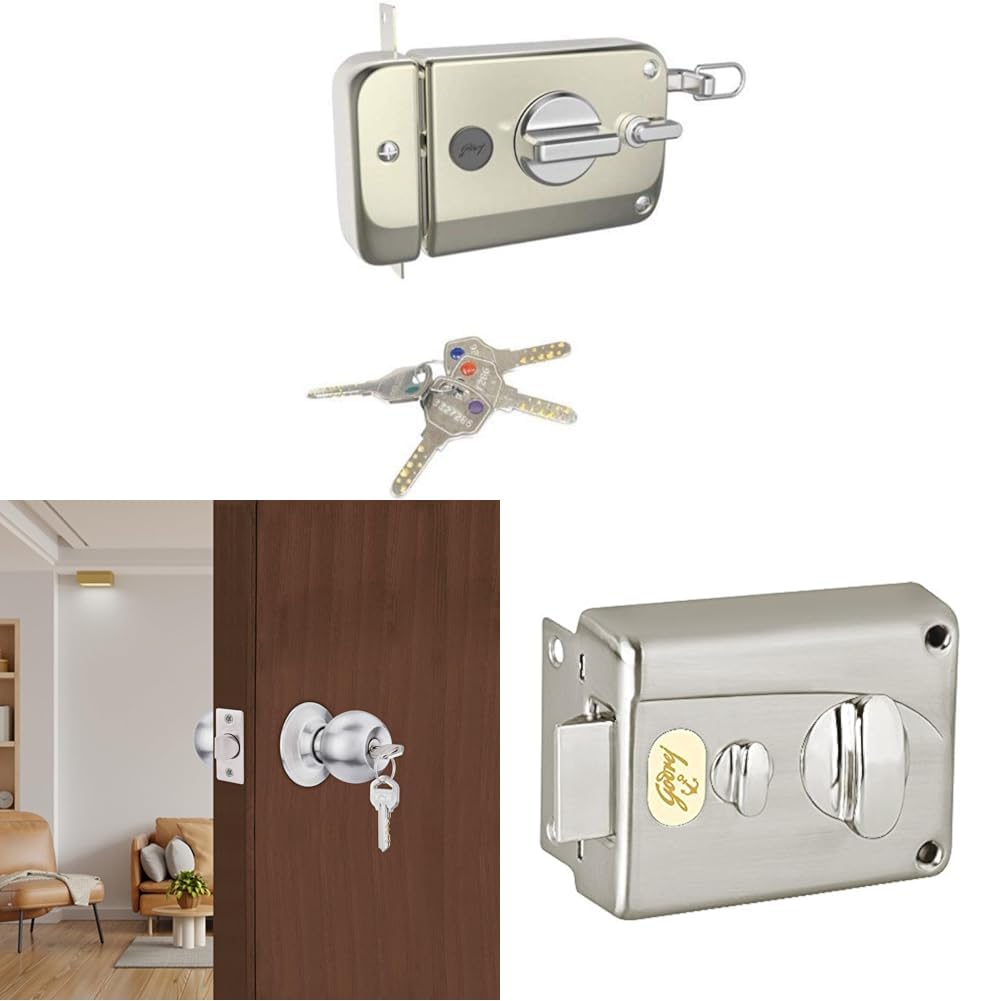 Godrej Locks Ultra XL+ Twinbolt 1CK Satin Nickel,Alloy Steel