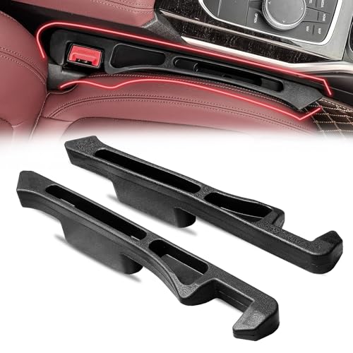 2PCS Car Seat Gap Filler Organizer Car Side Seat Gap Filler with Phone Holder Gap Stopper Fill Gap Between Seat and Console to Stop Things from Dropping Fit Cars SUVs TrucksBlack