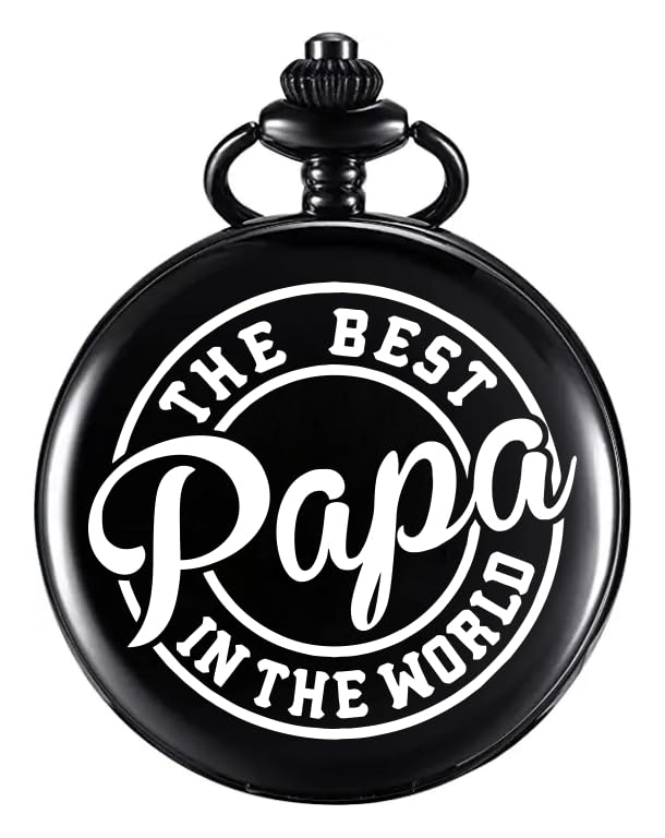 Image of Vintage Gandhi Style Pocket Watch with Engraved Designs & Messages Royal Black Analog for Men Women & Kids Includes Key Ring for car or Bike Keys Ideal Gift