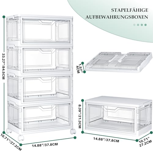 StowBin Aufbewahrungsboxen mit Deckel,23L x 4 Stapelbare Kunststoffboxen – Ansicht 2