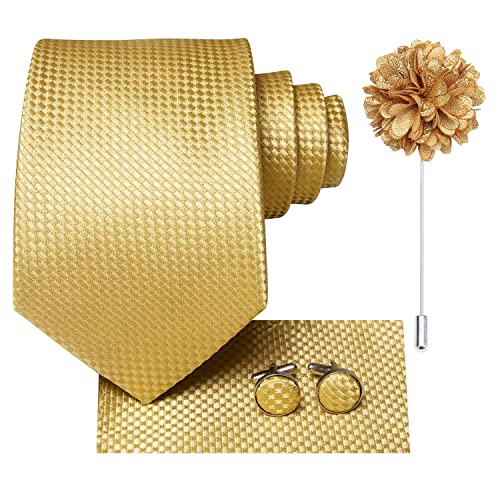 Hi-Tie Silk Men's Tie and Pocket Square Cufflinks Lapel Pin Set Jacquard Wedding Business Necktie for Formal - Image 5
