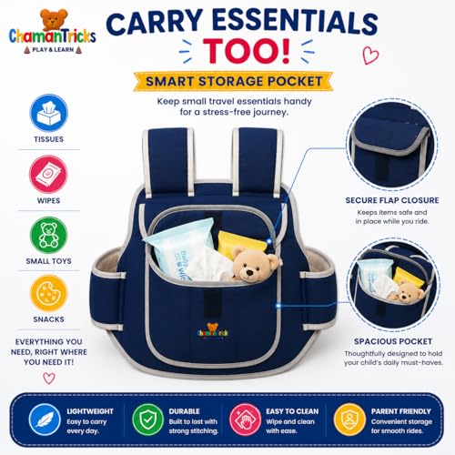 Image of Baby Safety Belt for 2 Wheeler | Adjustable Two Wheeler /Motorcycle Safety Harness Strap Belt for Children for 2 to 6 Year (Navy Blue)
