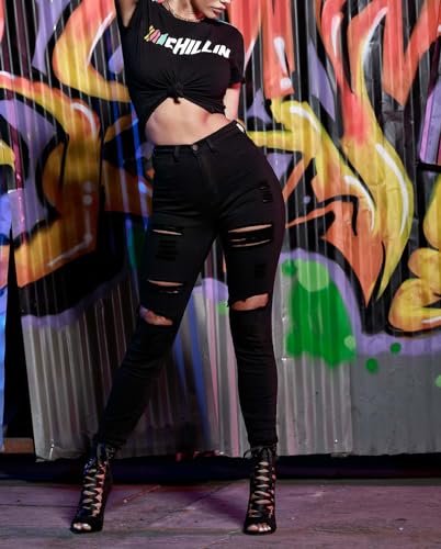 Ripped Skinny Jeans for Women High Waisted Stretch Slim Fit Distressed Butt Lifting Denim Jeans Pants3