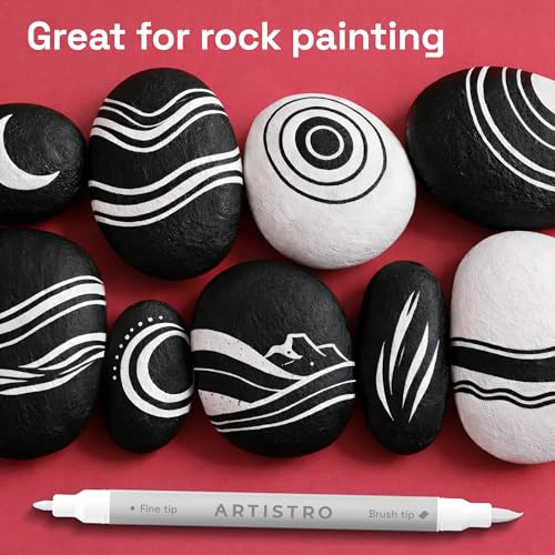 Image of ARTISTRO 5 White Acrylic Paint Markers - Paint Pens for Drawing - For Fabric, Rock, Glass, Wood, Molds - Arts & Crafts Gift for Adults, Teens, Kids, Classroom Must Haves & School Supplies