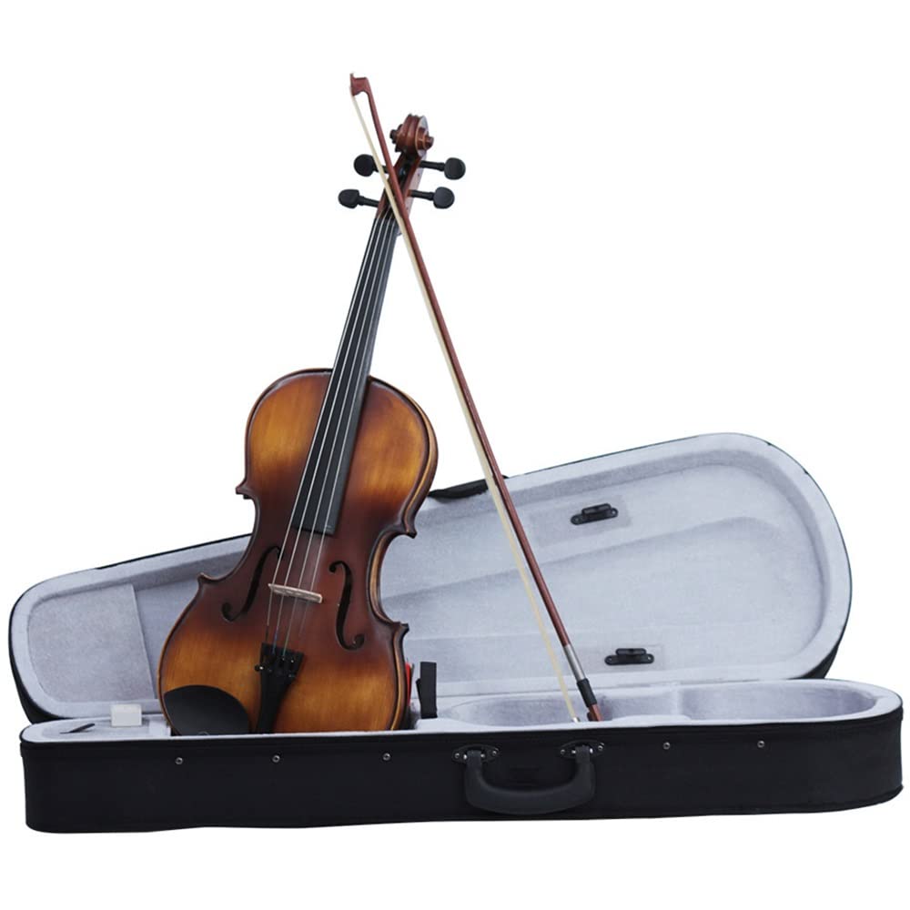 Viola in Legno Massello di Abete E Accessori in Mogano, Violino per Principianti in Legno Massello per Adulti, Strumenti Musicali A Corda, con Custodia Rigida, Spalliera,