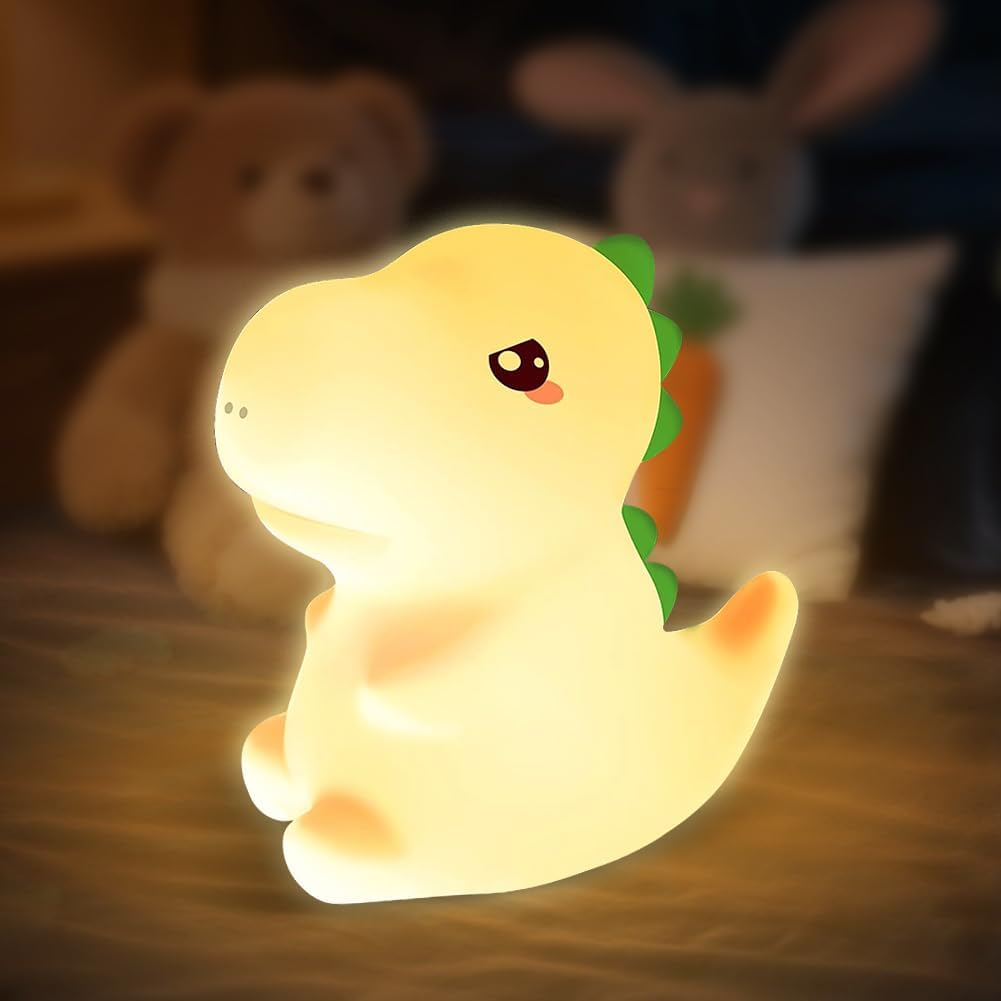magimagi Dinosaur Night Light for Kids, Toddler Night Light, 7 RGB Colours Changing Dinosaur Lamp, 30-MinTimer, USB Powered, Silicone Touch Nightlights, Christmas Birthday Gift for Kids