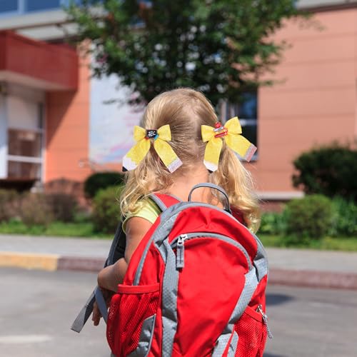 Beleki 2PCS Lazos para el Cabello con Forma de Lápiz Escolar - Pinzas para el Regreso a Clases con Brillo y Diseño de Cuero Amarillo para Niñas - Accesorio para el Primer Día de Escuela miniatura 5
