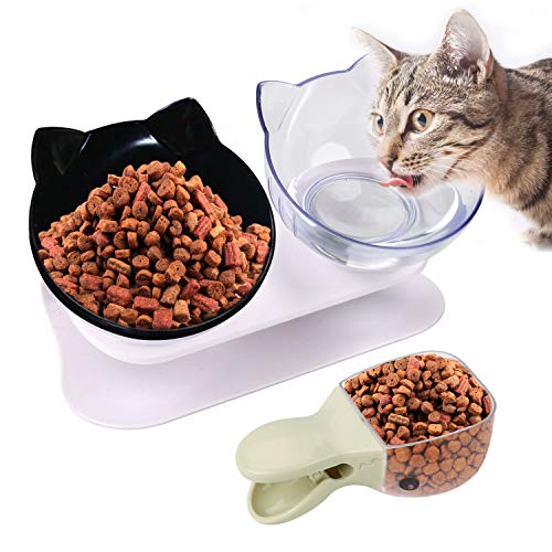 Legendog Gamelle pour Animaux Bol à Chat inclinable à Deux bacs avec Bol pour Chat