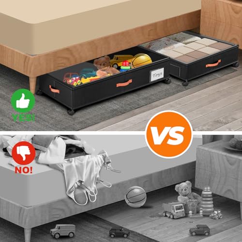 Under-Bed-Storage-with-Wheels2-Pack-Under-Bed-Storage-Containers-with-Clear-LidsXXL-Large-Under-the-Bed-Storage-Organizer-Bins-With-HandlesSpace-Saving-Design-for-ClothesShoesBooks-Black