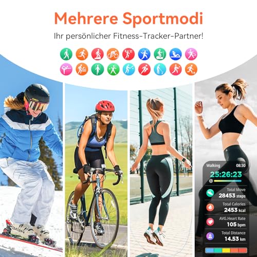 Smartwatch con Chiamate Bluetooth,1,85'' Smartwatch per Uomo Donna,Orologio Sportivo Impermeabile IP67 con Oltre 100 Modalità Sportive,Fitnesswatch con Contapassi Cardiofrequenzimetro per Android iOS