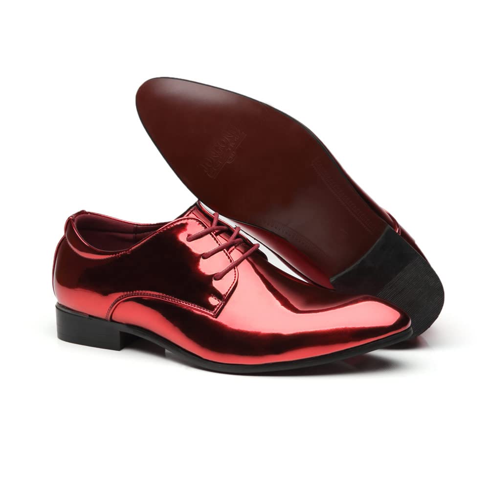MANLADUO Chaussures en cuir brillant doré à bout pointu pour homme