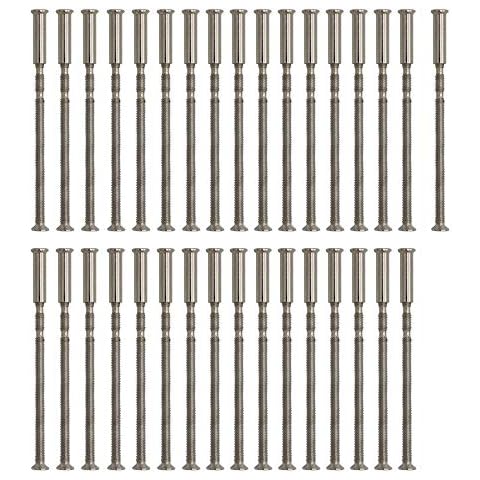 VINLIN 66Pcs M3 Door Handle Screws Nickel Plated Screw Connecting Bolts Sleeves Adjustable Length Bolt Connecting Fixing Sleeve Male to Female for Solid Door Handle Escutcheons Cabinet Drawers project Cover