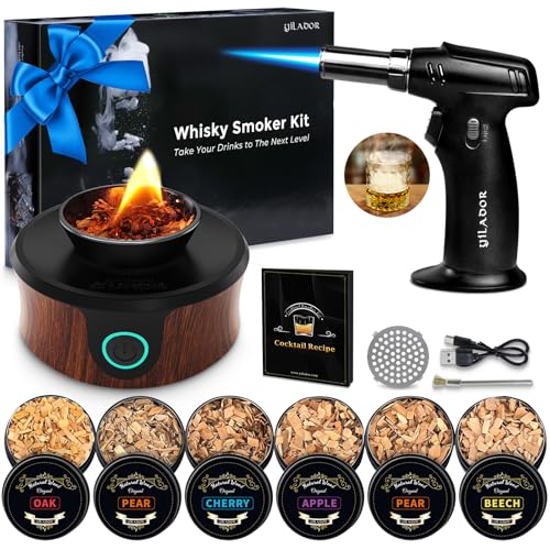 51Ou5KdRnQL. SL500 Electric Whiskey & Cocktail Smoker Kit with Torch – Built-in Fan, 6 Wood Chips, Old Fashioned & Whiskey Drink Smoker, Ideal Gift for Dad & Men (Butane Not Included)