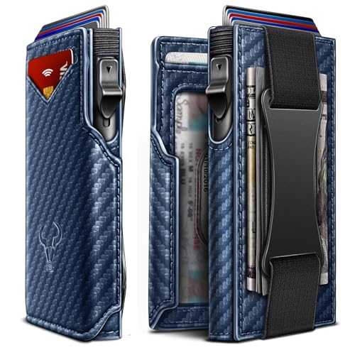 Image of BULLIANT Men Slim Leather Wallet Metal Case Money Clip-Magnetic Closure