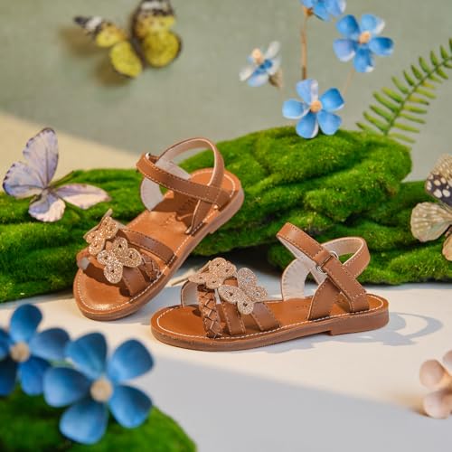 Image of PHIRAMIN Toddler Girl Sandals - Flower Girl Dress Shoes Open Toe Little Kid Flats