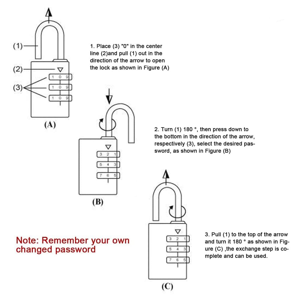 VIVITO 3-Digit Combination Lock for Security - Waterproof Brass Padlock for Luggage, Tool Box, Garden Fence, Locker, Gym, Gate etc.. (Pack of 1) 2