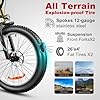 Cyrusher XF900 Moutain Ebike 750W BAFANG Motor 48V 17Ah Integrated Battery 26" x 4.0" All Terrain Fat Tire Electric Bike for Adults SHIMANO 7-Speed Full Suspension 3.7" LCD Smart Display (XF900,White) #4