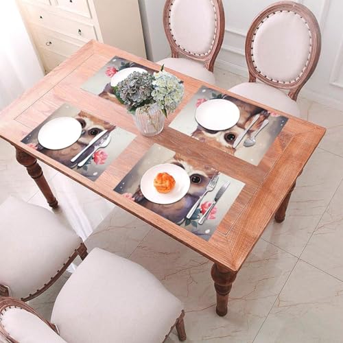Set de table chouette et fleurs en PVC lavable pour table de cuisine - 6