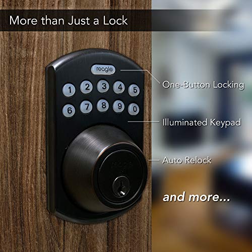 Reagle Smart Lock, Bluetooth Keypad Deadbolt, Apple HomeKit Certified, Works with Siri, iOS and Android - Dark Bronze