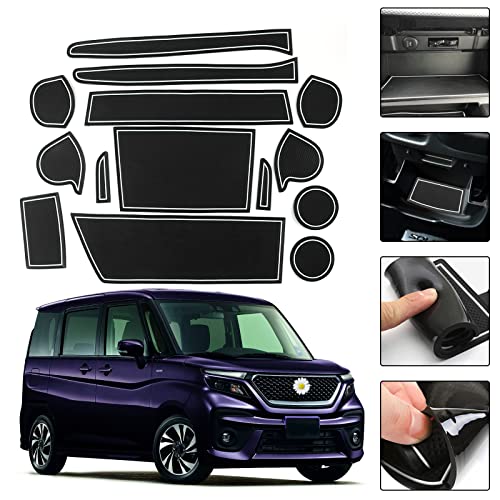 SHAOHAO スズキ ソリオ MA27S MA37S 車用 ラバーマット ノンスリップ ドアスロットガスケット ポケットマット インテリアラバー 滑り止め 簡単取付 マツダ フレアワゴン MM53S型 ゴムマット 内装パーツ アクセサリー 汚れ防止 騒音
