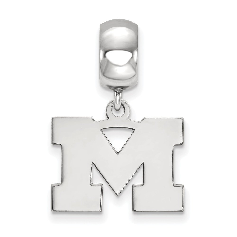 Michigan Bead Charm Small (1/2 Inch) Dangle (Sterling Silver)