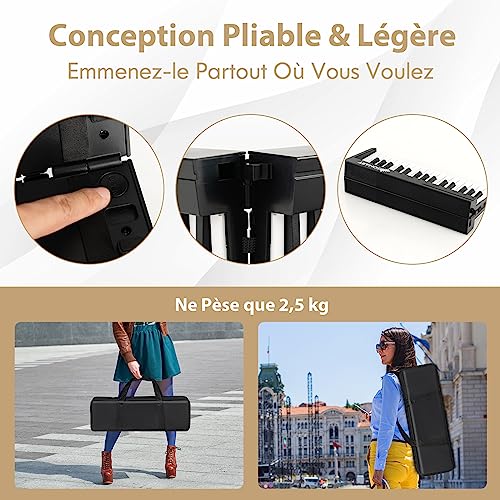 Piano numérique pliable 61 touches la solution compacte pour s'entraîner sans encombre - 6