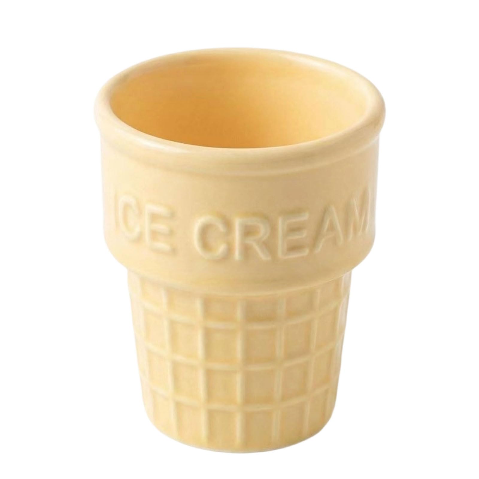 carotoe Ceramic Treat Cup Ice Cream Cone Shape Serving Bowl Waffles Dessert Container for Home Use Ice Milk Point Earthenware Cup