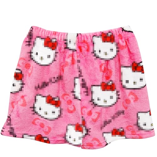 Kawaii Damen Pyjama Shorts, Sommer Pyjama Hose mit Katze Muster (L)