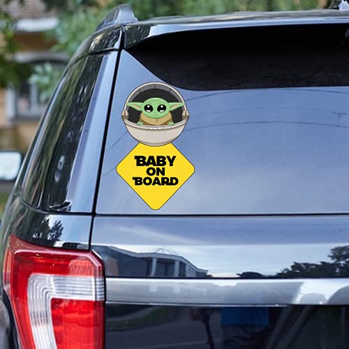Image of Super Cute Baby Yoda on Board - Clear Visible Baby on Board Sign (Parent) (Two Pack)