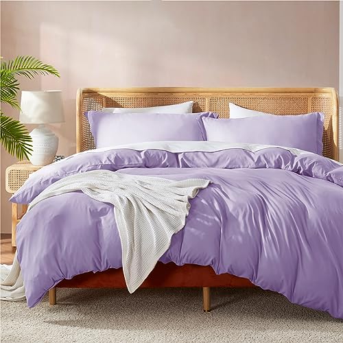 Nestl Twin Duvet Cover Set - Soft Double Brushed Lavender Duvet Cover Twin, 2 Piece Twin/Twin XL Duvet Cover with Button Closure, 1 Duvet Cover 68x90 inches and 1 Pillow Sham