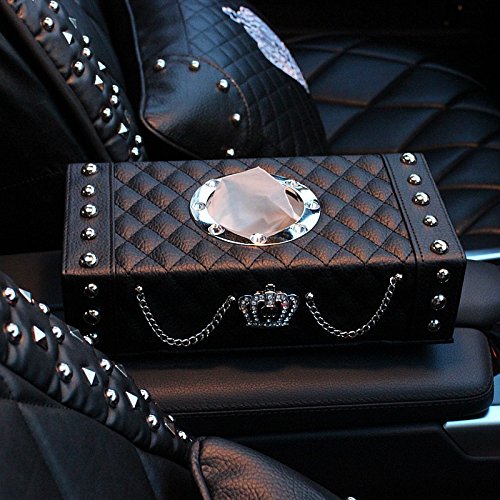 U So Shiny Cute Bling Car Tissue Holder with Sparkle Diamonds, PU Leather Portable Waterproof Tissue Holder, Paper Cover Case with Magnetic Closure, Home, Office and Car Auto Decor, Colorful Diamonds