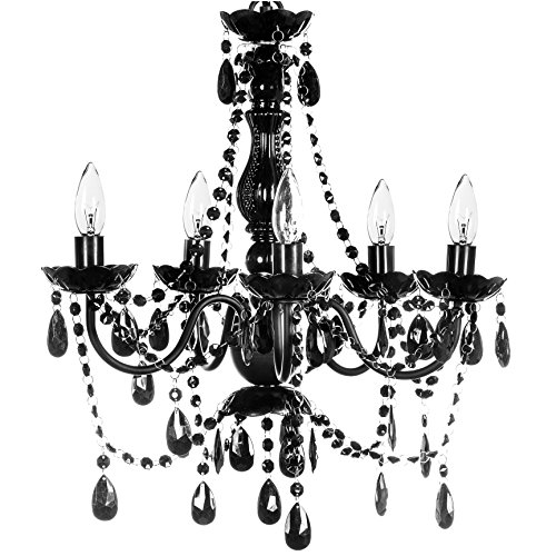 Image of The Original Gypsy 5-Light Flush Mount Crystal Chandelier, Black