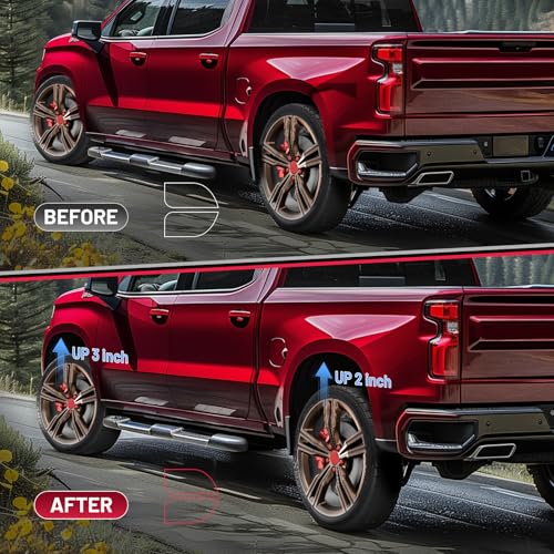 Image of BDFHYK Front and Rear Leveling lift kit Compatible with Chevy Silverado 1500 99-06, Compatible with GMC Sierra 1500 99-06, Iron Billet Strut Spacers Leveling Kit Suspension Leveling Lift Kit