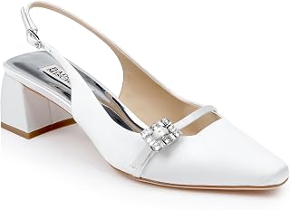 Badgley Mischka Women's Buena Slingback Block Heels with Crystal Buckle