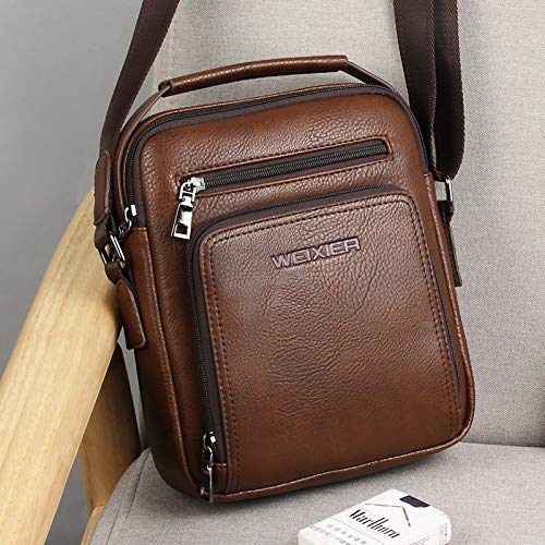 WEIXIER Masculino Couro Bolsa de Ombro Bolsa para Ipad Bolsa de Viagem Empresarial Resistente à água