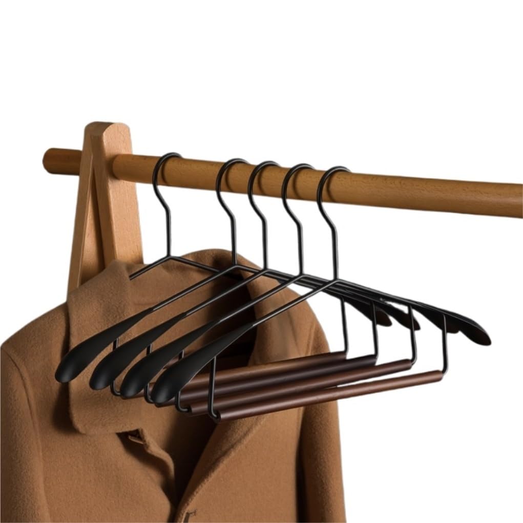 Perchas Ropa 5 Uds Perchas De Hierro para Ropa con Hombros Anchos Abrigo Traje Pantalones Organizador Estantes Almacenamiento Perchas Antideslizantes(B)