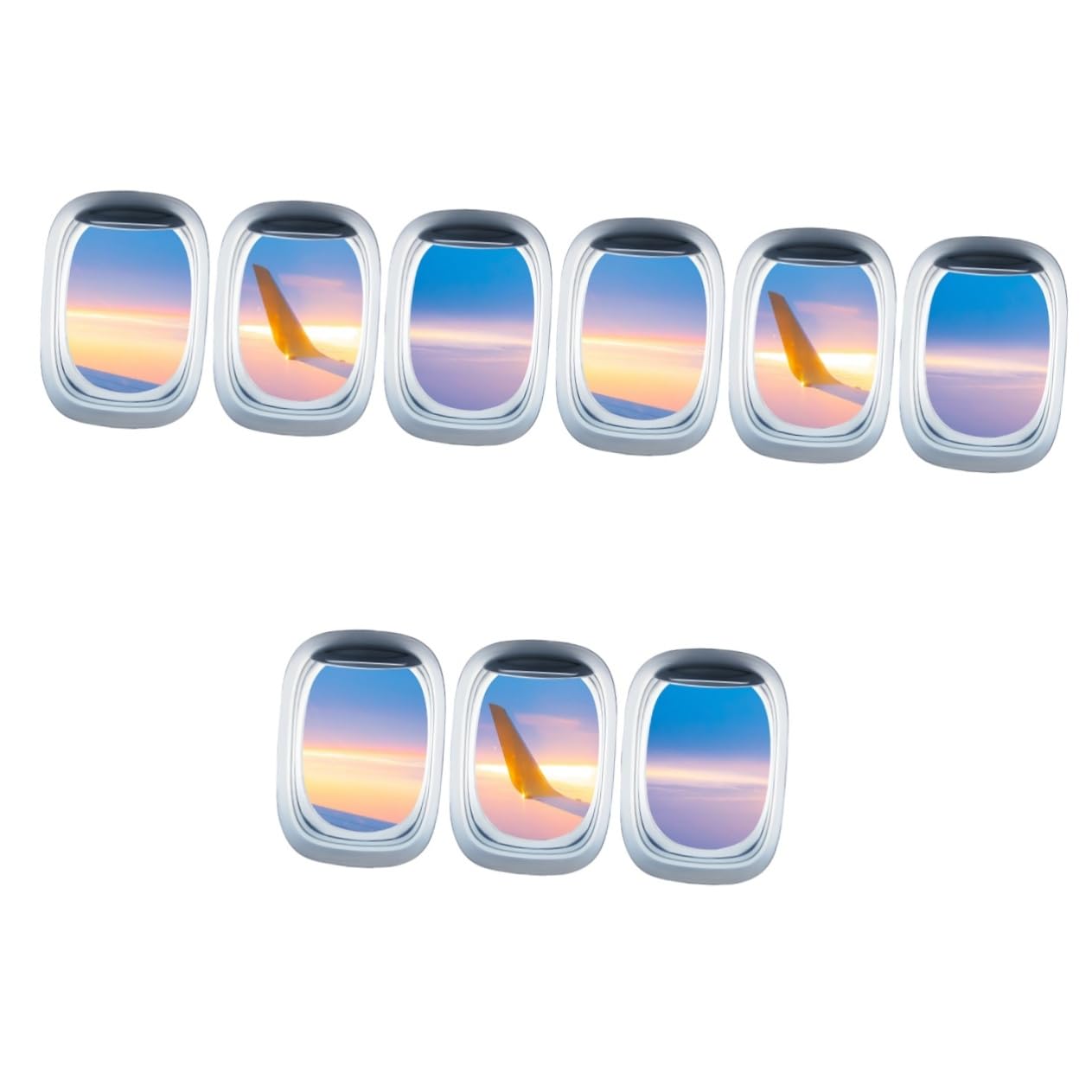 HOMSFOU 9blätter Kreative Flugzeugfenster Wandsticker Selbstklebend Landschaftsdekor Wandaufkleber Für Wohnzimmer Schlafzimmer Und Badezimmer Simulierte Fensterbilder Aus Langlebigem